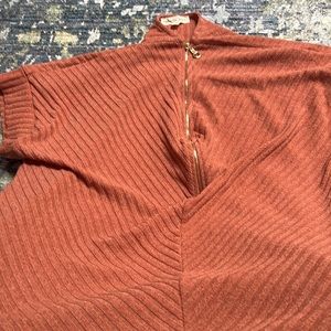 Peach shirt, zip up front